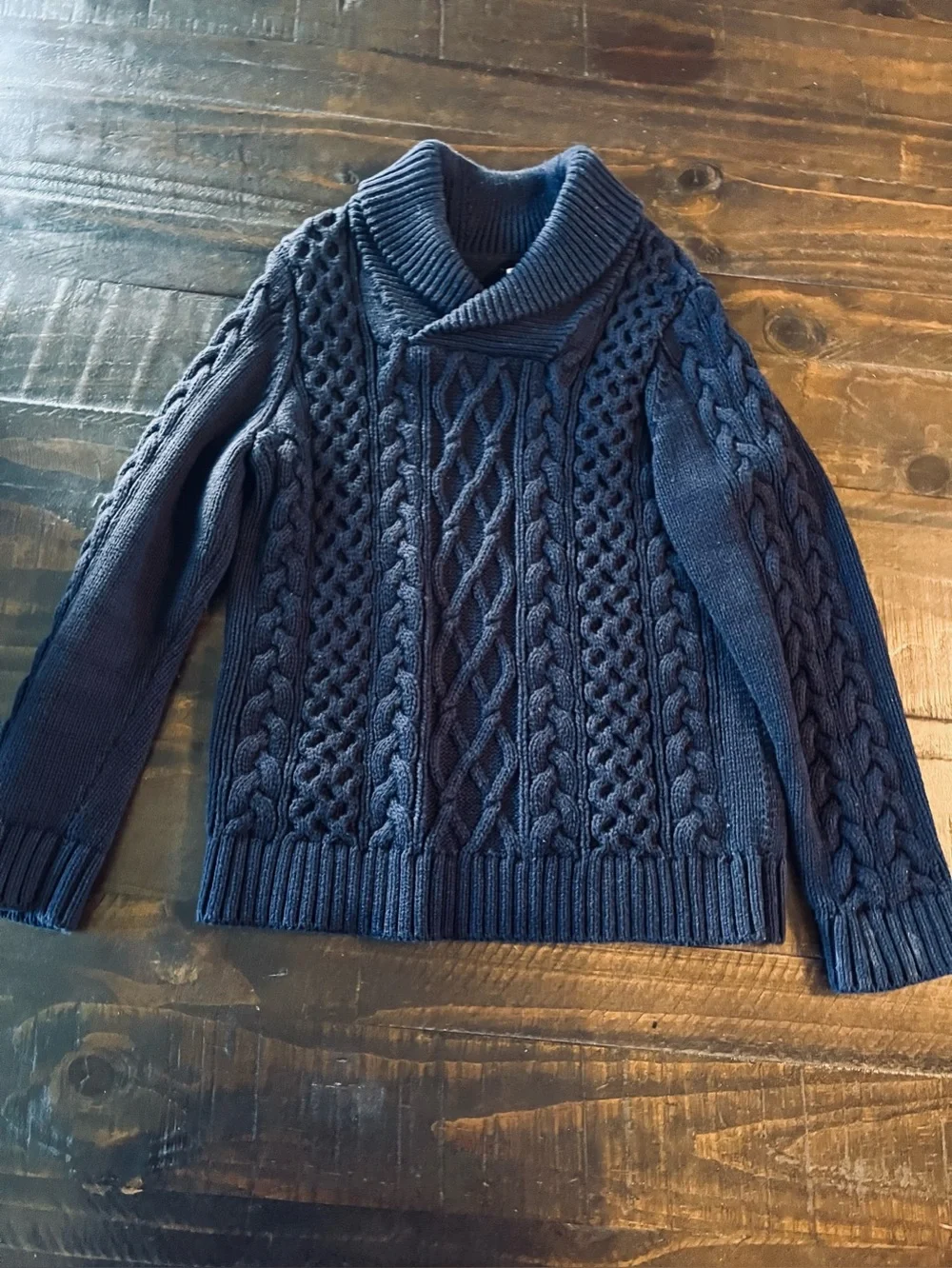 Gap Navy Cable-Knit Shawl Collar Sweater 5YEARS